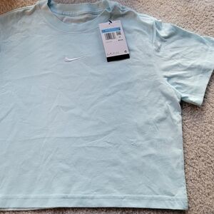 Nike Sportswear Shirt Girls Vapor Green White Center Swoosh FLAW Size Medium